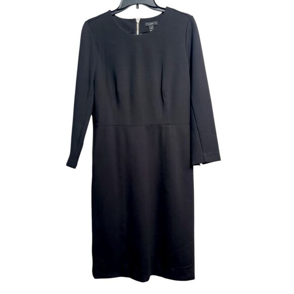 J. Crew Structured Knit Zip Career Sheath Dress Black - Picture 1 of 5